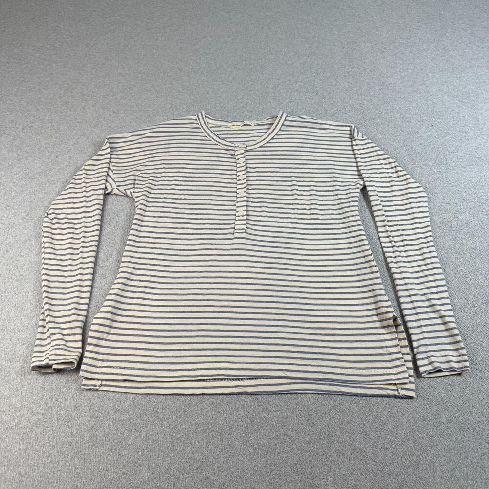 Marine Layer Shirt Womens Medium Blue Stripe Henley Made USA Heritage Nautical